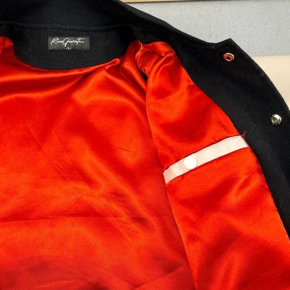 Ricco Gioventu Black No Joke Leather Wool Varsity Jacket